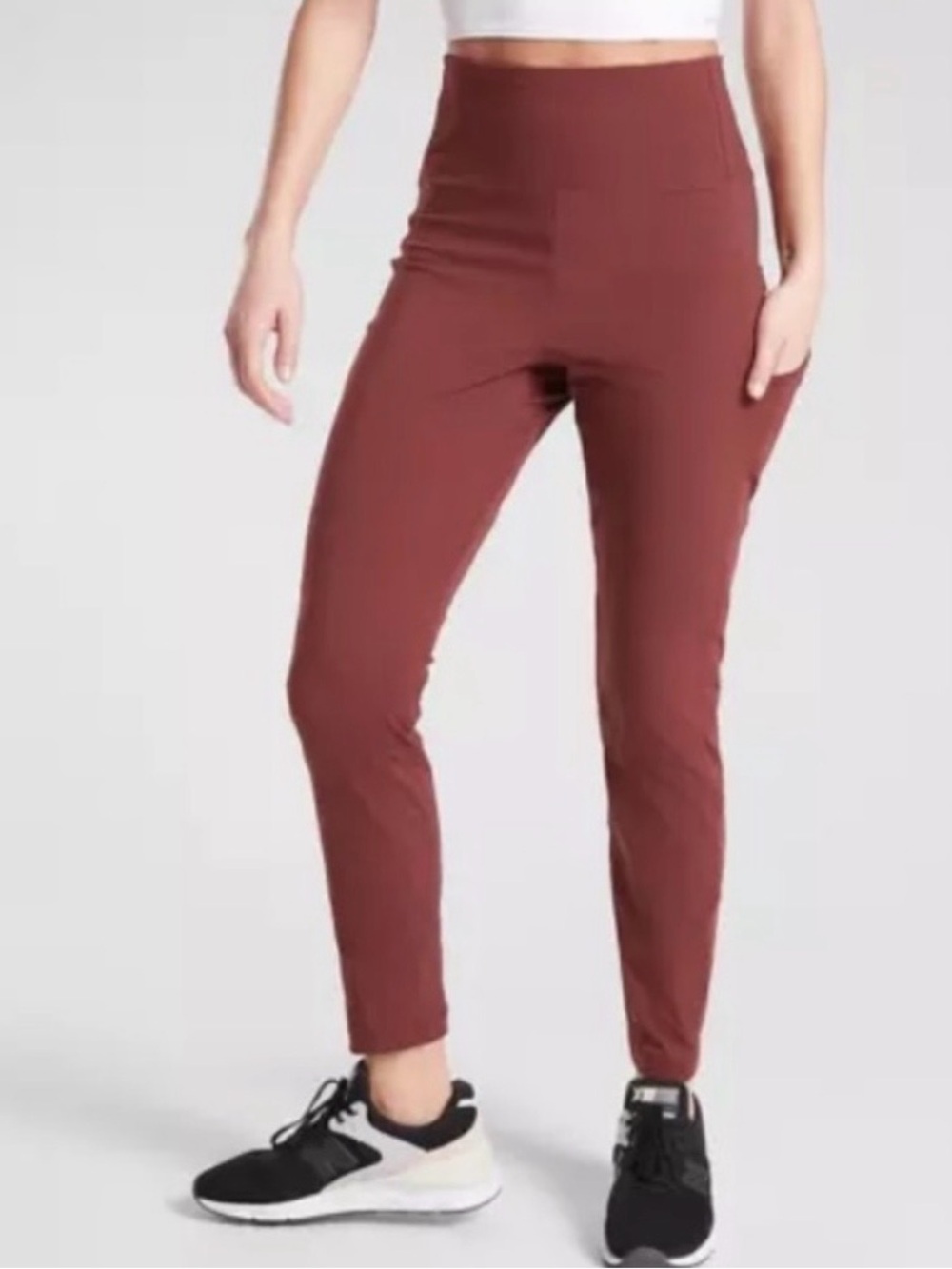 Athleta Trekkie Hybrid Crop Tight Cognac Brown Size 16